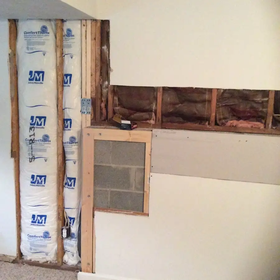 Wall insulation replacement during Basement Flood Cleanup in Claverack